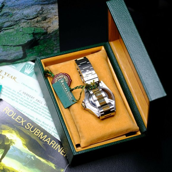 MEN'S ROLEX SUBMARINER 2TONE BLACK DIAL 40MM WATCH ORIGINAL BOX & PAPERS 16803 - Picture 3 of 15